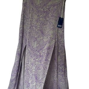 Katin Lavender Purple Floral Maxi Skirt Front Slits SMALL MEDIUM Vacation wear